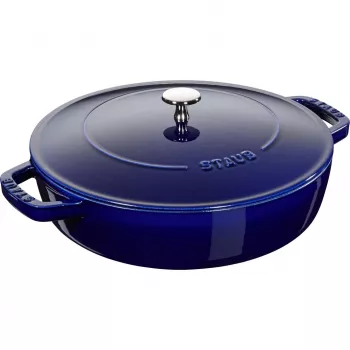 Staub Chistera 28 cm emaliuotas ketaus puodas tamsiai mėlynas
