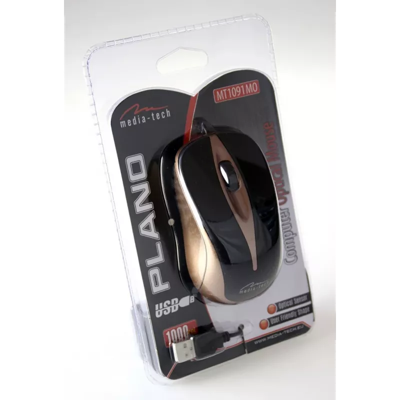 PLANO – Optinė pelė 800 CPI, 3 mygtukai + slinkimo ratukas, USB sąsaja (MT1091MO)