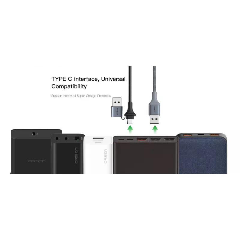 USB Type-C 2-in-1 laidas Orsen S8, 5A, 1,5 m (greitas įkrovimas/duomenys)