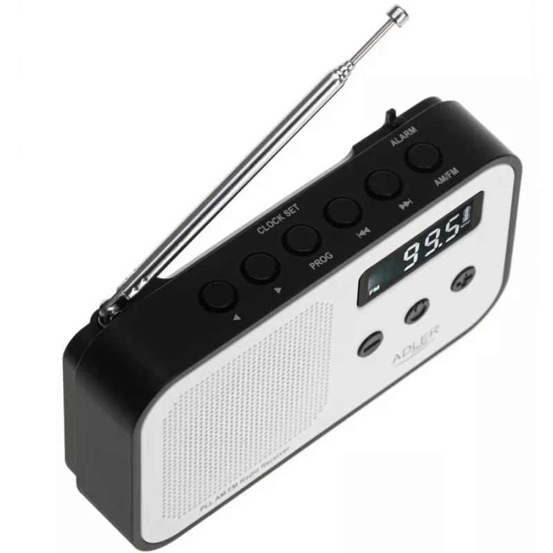 Nešiojamas skaitmeninis radijas Adler AD 1907 – AM/FM, skaitmeninis imtuvas, žadintuvas, USB-C, 600 mAh baterija, LCD, 20 išankstinių stočių, teleskopinė antena