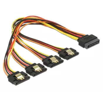 SATA maitinimo kabelis DeLOCK 60157 0,3 m SATA 15 kontaktų – 4 × SATA 15 kontaktų įvairiaspalvis