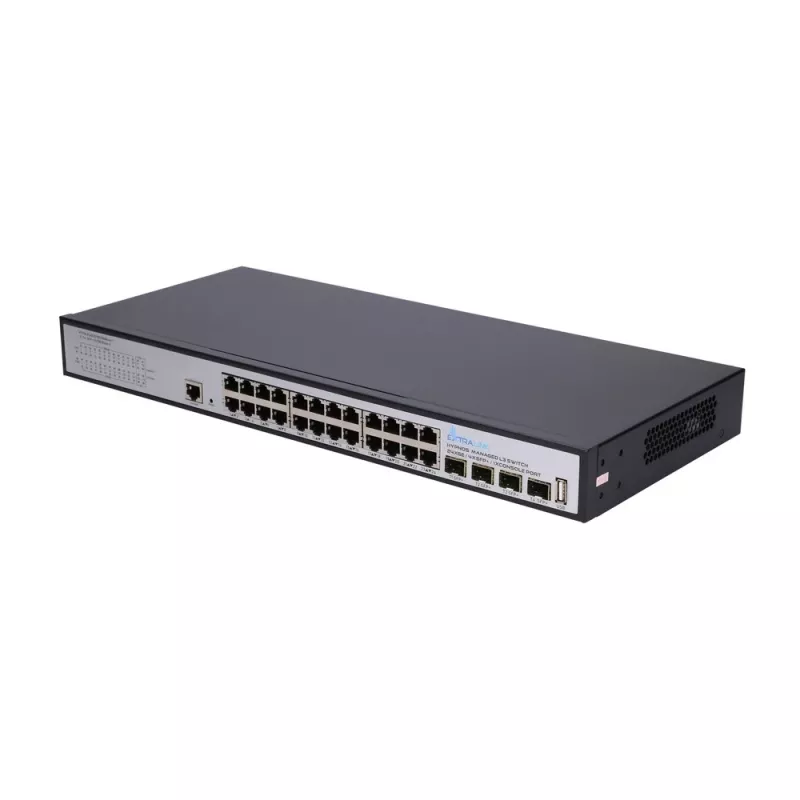 Extralink Hypnos Switch, 24x RJ45 1000Mb/s, 4x SFP+, L3, valdomas