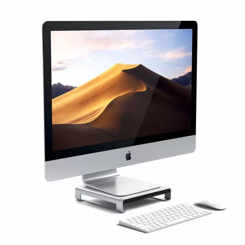 Stovas-monitoriaus stovas su USB 3.2 Gen 1 Type-C centru Satechi ST-AMSHS sidabrinis