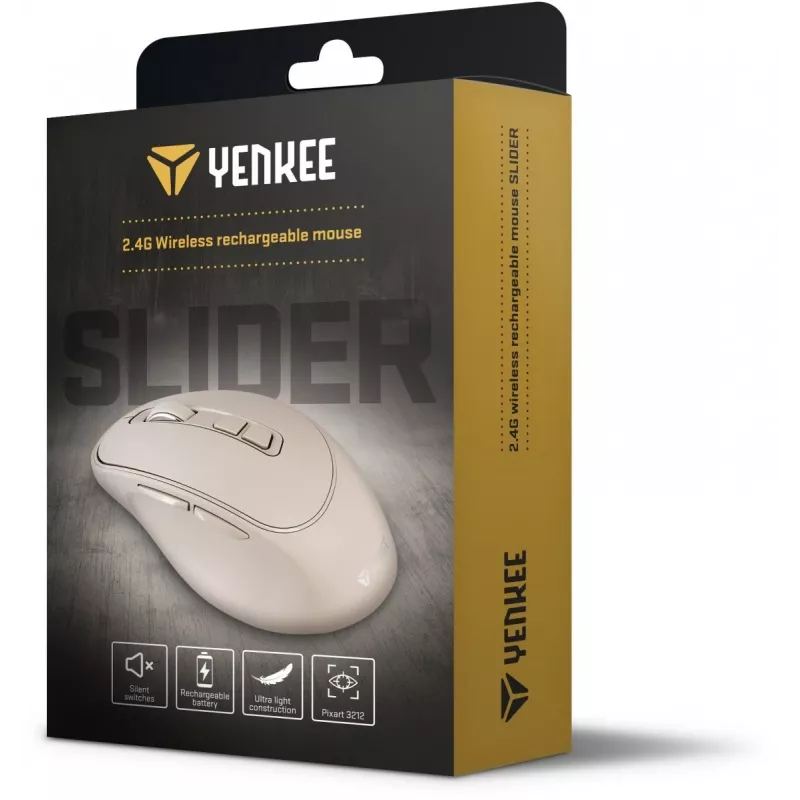 Belaidė pelė 2.4GHz įkraunama 6 mygtukai 2400DPI Yenkee YMS 2080BG SLIDER