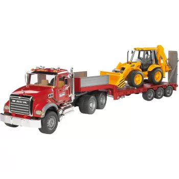 Žaislinis žemagrindis sunkvežimis su JCB 4CX priedu, BRUDER, modelis BR-02813, ABS konstrukcija, įvairiaspalvis