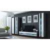 TV stovas Cama Meble VIGO NEW 30/140/40 — 1400×400×300 mm, pilkas viršus, pilkas rėmas, balti blizgūs fasadai