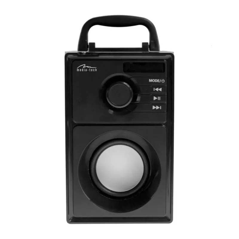 Belaidis garsiakalbis MEDIA-TECH MT3179, 20W (RMS 15W), Bluetooth 5.1, FM, MicroSD, USB, AUX, Li-Ion, 6 h, medinis korpusas