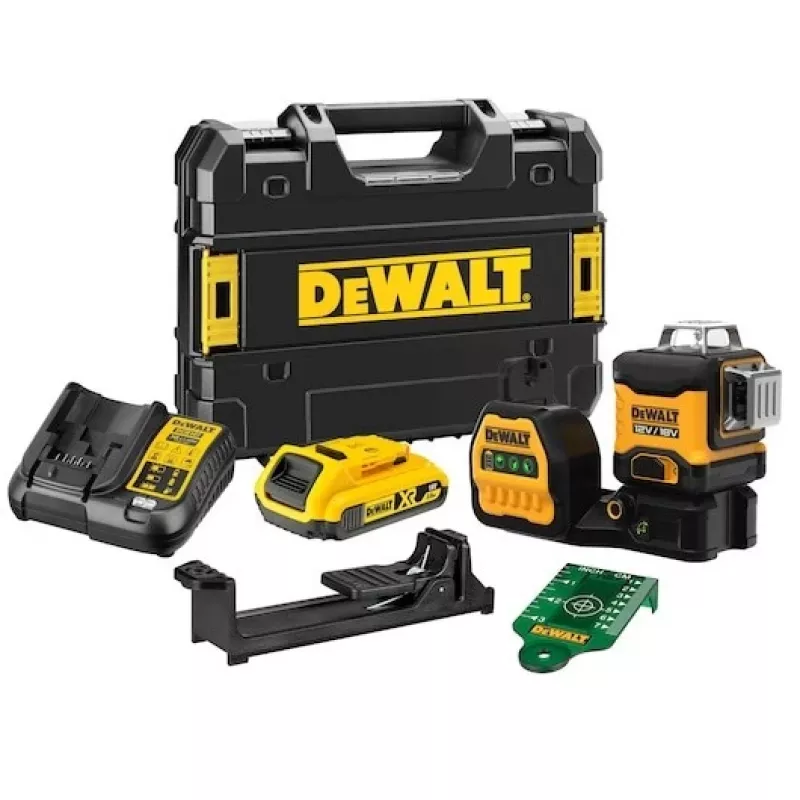 Lazerinis nivelyras DeWalt DCE089D1G18-QW žalias spindulys savaiminis niveliavimas 360° su imtuvo suderinamumu