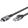 Etherneto kabelis USB-C 3.2 Gen2 Kištukas > RJ-45 Kištukas, LAN adapteris juodas/sidabrinis, 1,5 metro, pintas tekstilinis apvalkalas