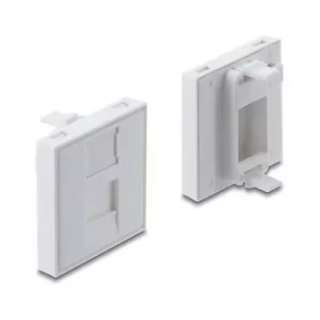 Užspaudžiamas dangtelis 45×45 mm Keystone moduliui DELOCK Easy 45, 1 prievadas, ABS, baltas, su dulkių apsauga
