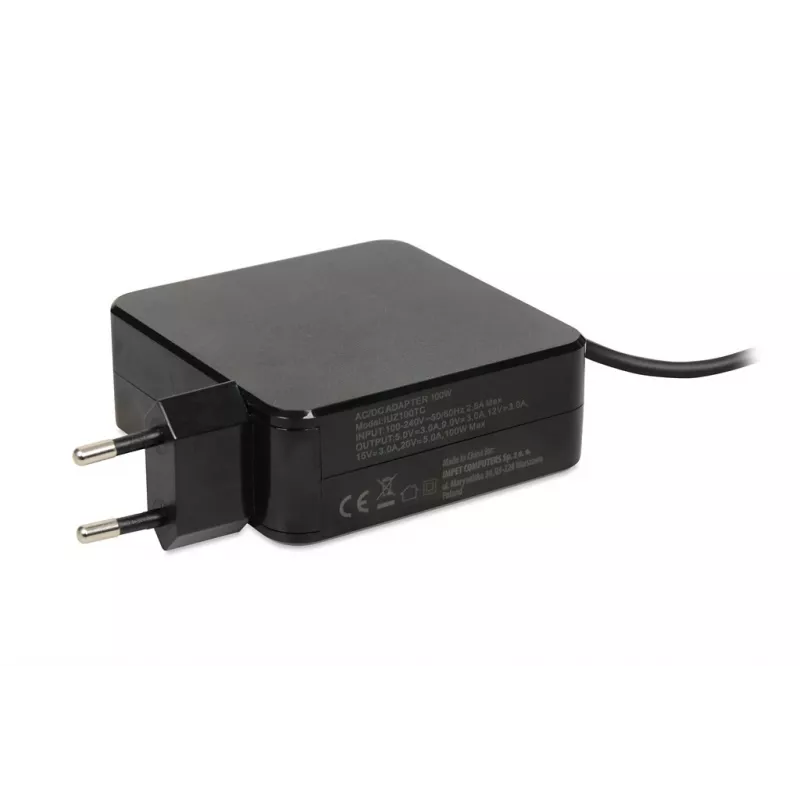 iBOX IUZ100TC universalus nešiojamojo kompiuterio maitinimo adapteris, USB-C Power Delivery 100 W, E-mark lustas
