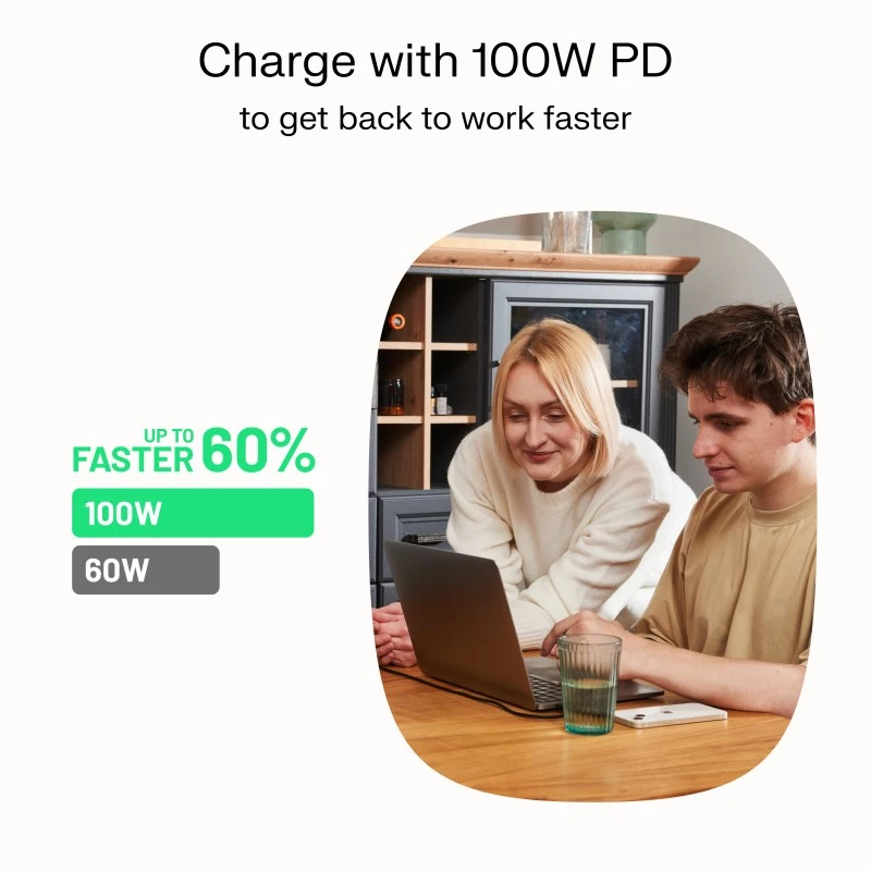 Laidas USB-C – USB-C PowerStream 100W pintas 1,2m baltas