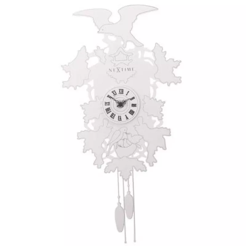 NeXtime 2988 sieninis laikrodis Cuckoo Weeble, 41x21 cm, baltas