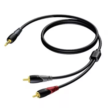 Stereo 3,5 mm lizdo (vyriškas) į 2x RCA (Cinch) (vyriškas) laidas Procab 3 m