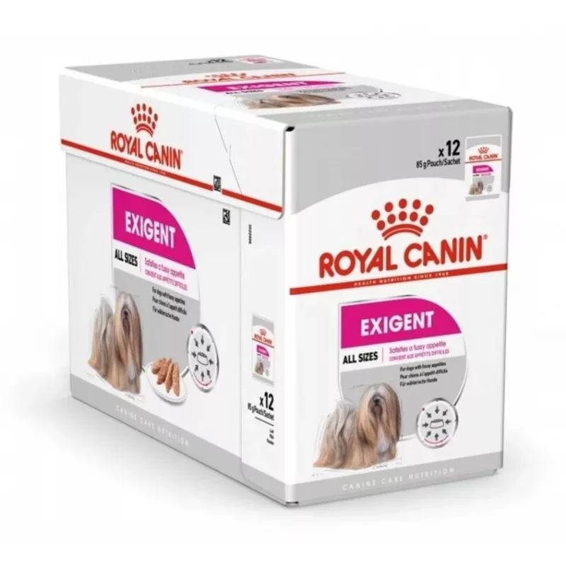 Šlapias šunų ėdalas Royal Canin Exigent Meat Universal 12×85 g — paukštiena, suaugusiems, išrankiems šunims