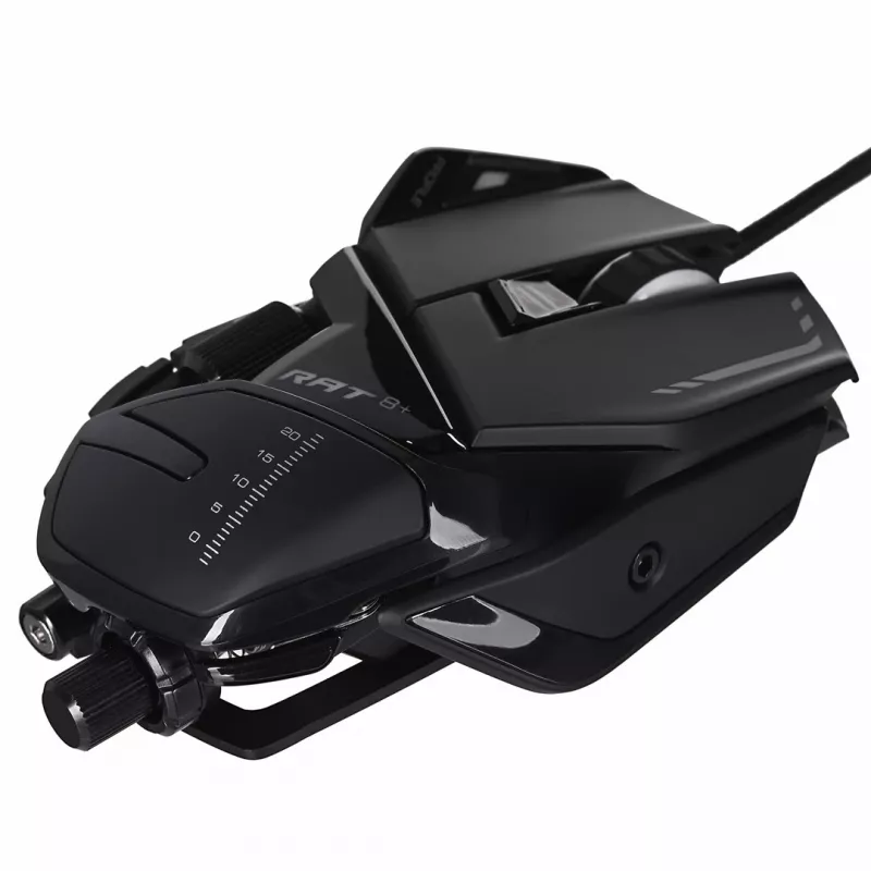 Žaidimų pelė Mad Catz R.A.T. 8+ dešinei rankai, optinė, 16000 DPI, 11 mygtukų, USB Type-A, 145 g