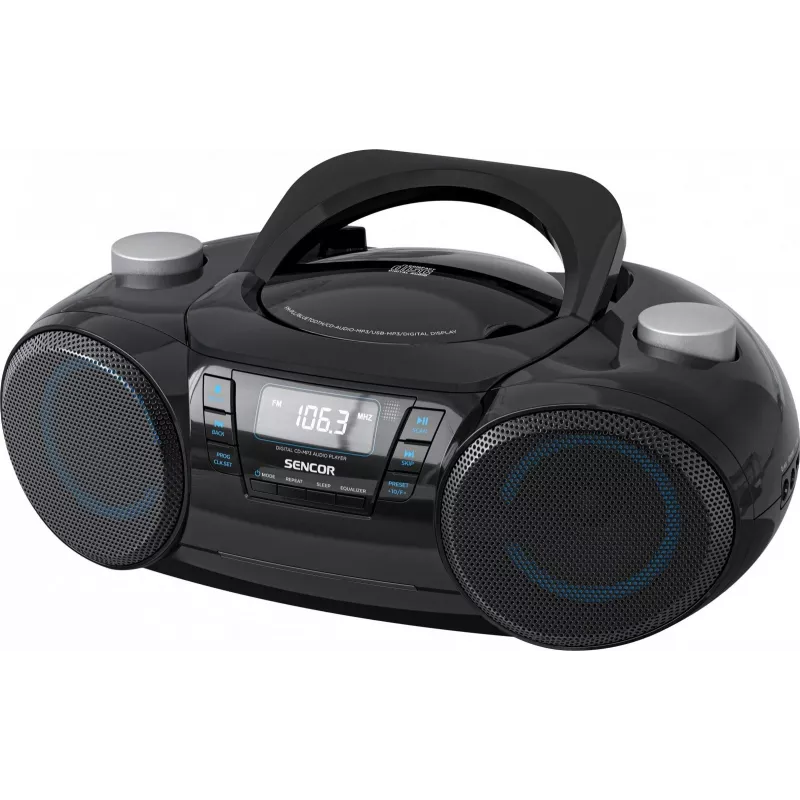 Nešiojama Bluetooth kolonėlė SENCOR SPT4710B — 20 W, Bluetooth 5.3, CD/USB/FM, maitinimas iš tinklo arba baterijų