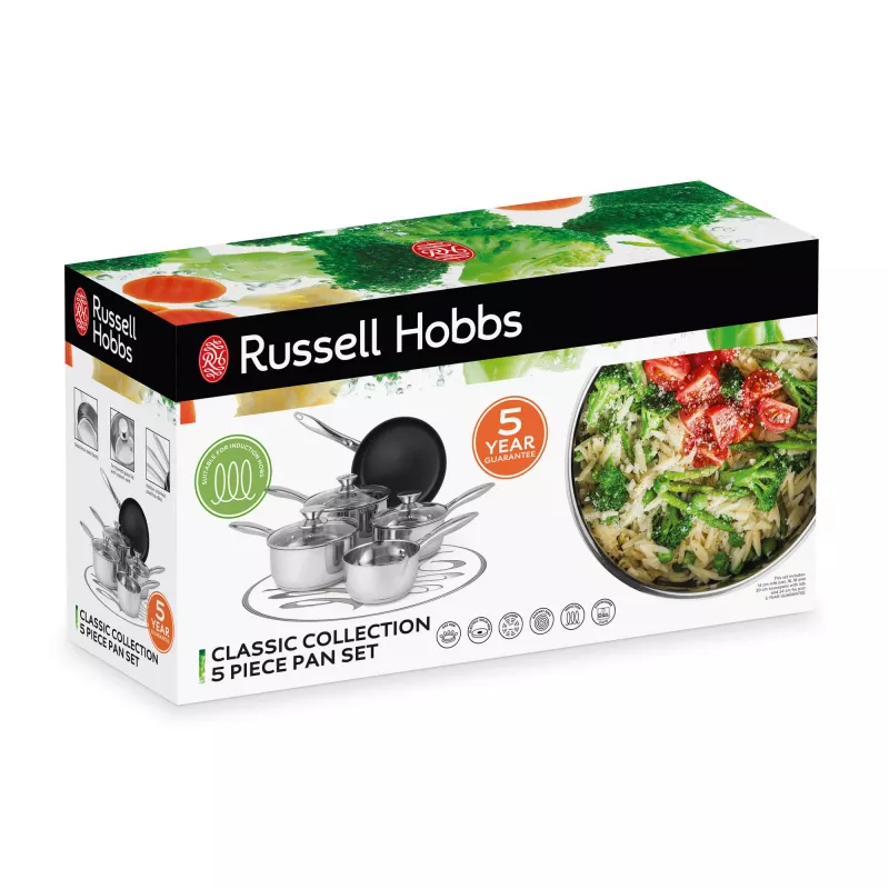 Russell Hobbs BW06572EU72 – 5 dalių nerūdijančio plieno puodų ir keptuvių rinkinys