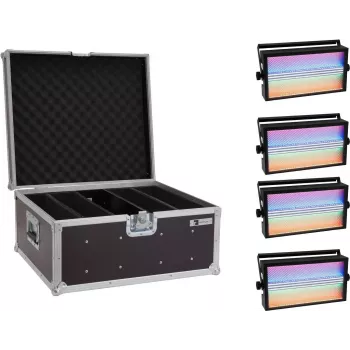 EUROLITE LED Super Strobe rinkinys 20000679 – 4 LED stroboskopiniai prožektoriai su transportiniu dėklu