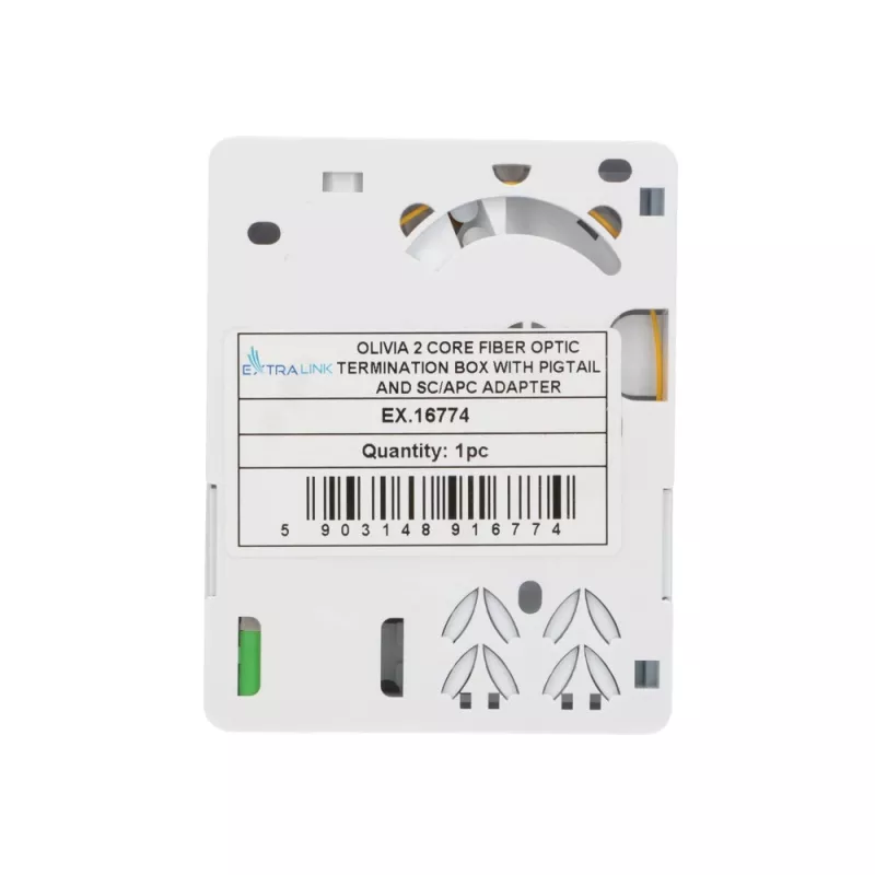 Extralink Olivia šviesolaidžio dėžutė, 2 suvirinimai, su pigtail ir SC/APC adapteriu