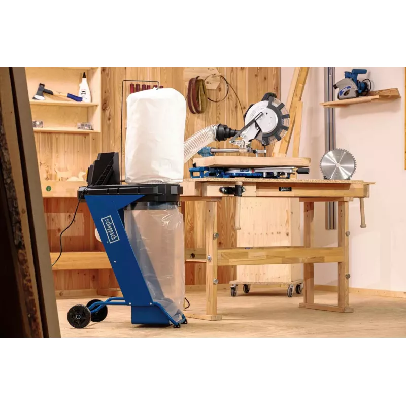 Sausas siurblys Scheppach DC500 — 75 L, 550 W, 1150 m³/h, 2 m žarna, 10 cm skersmuo