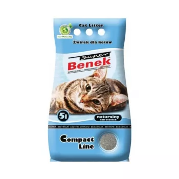 Kreminis kačių kraikas Super Benek Certech Compact, bentonito granulės, 5 L, greitai sugeriantis, šalina kvapus