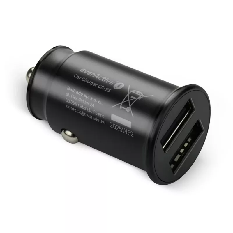 Automobilinis kroviklis everActive CC-25, 2x USB, 12W, 12V–24V