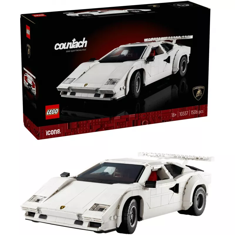 LEGO Icons statybinis rinkinys Lamborghini Countach 5000 Quattrovalvole 10337 — demonstracinis modelis, 1506 detalės, 340×90×160 mm