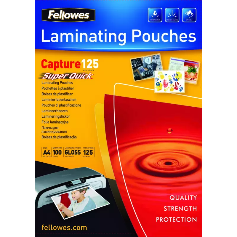 Fellowes SuperQuick A4 blizgus laminavimo maišelis 125 mikronai
