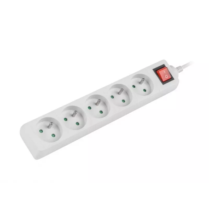 Prailginimo laidas Lanberg PS1-05E-0300-W 3m 5 AC lizdų vidaus/lauko naudojimui baltas