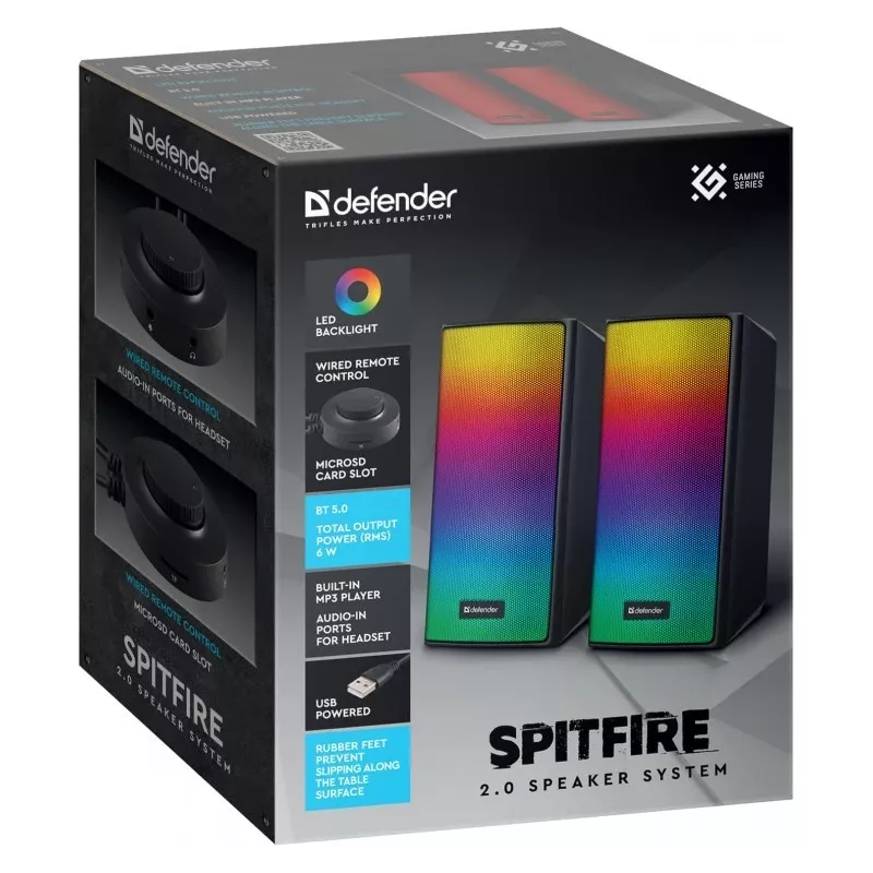 Garsiakalbiai PC Defender Spitfire 2.0 6W LED USB