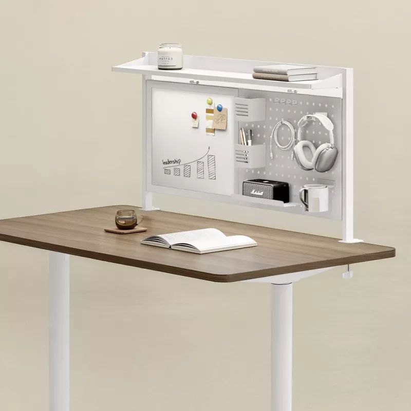 Stalo pertvara ergo office ER-301 W — 1116 mm pločio plieninis ekranas su magnetine lenta, balta, maks. apkrova 10 kg