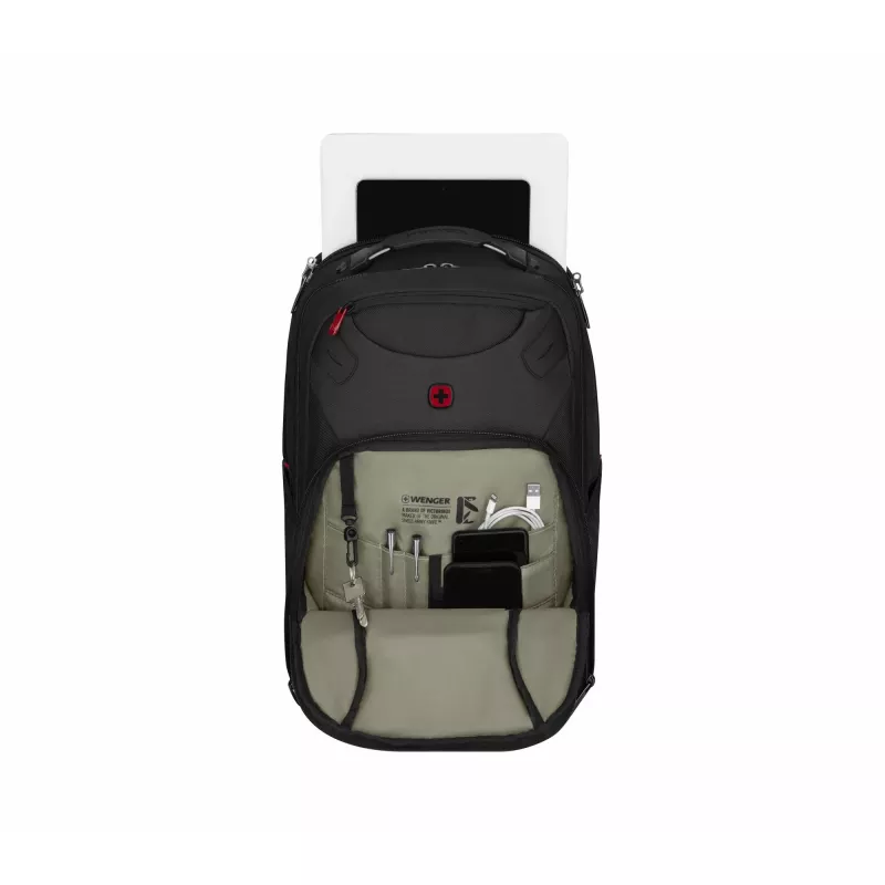 Kuprinė kasdieninė Wenger SwissGear Cosmic Black iš perdirbto poliesterio ir PVC, 17 inch
