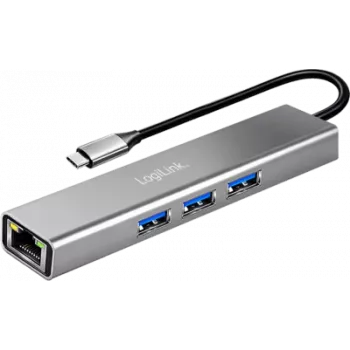 LogiLink USB 3.2 Gen1 Hub, 3xUSB-A, 1xRJ45 Gigabit Ethernet (UA0461)