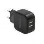 AC sieninis įkroviklis QOLTEC 50186 išmaniajam telefonui ir planšetei, 5 V 3,4 A, 17 W, 2× USB, juodas