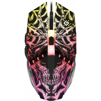 Žaidimų pelė DEFENDER GM-670L Ambidekstrinė optinė, 2400 DPI, 5 mygtukai, laidinė, juoda, RGB