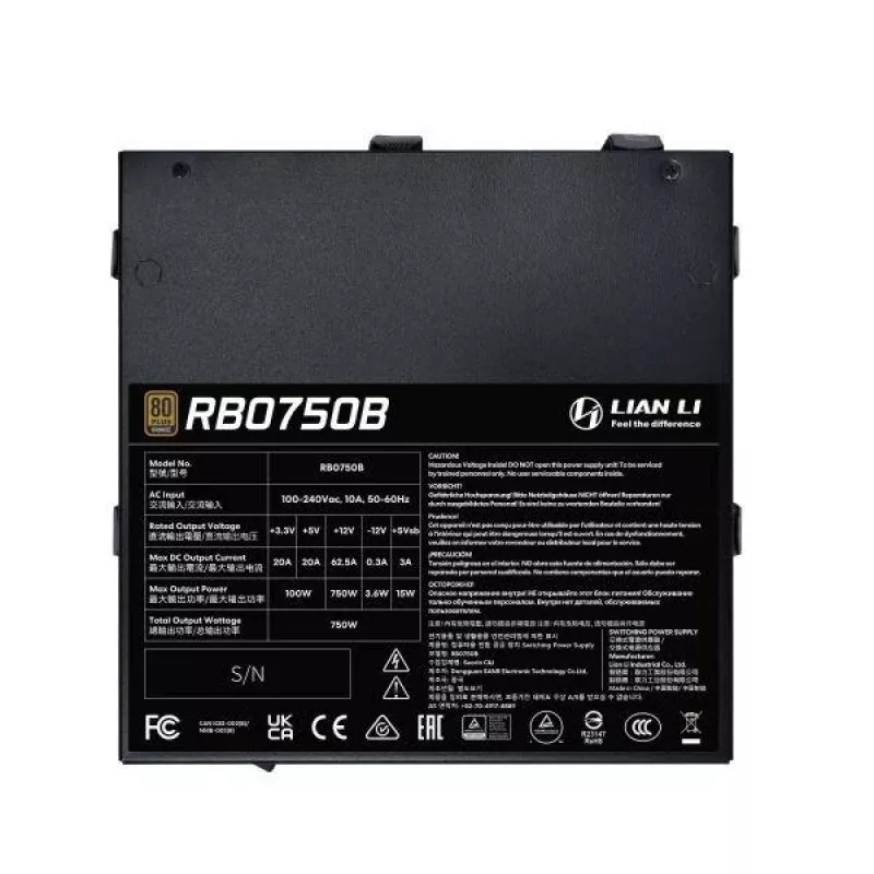 Maitinimo blokas Lian Li RB0750B.B 750 W ATX 24-pin, 80 PLUS Bronze, 135 mm ventiliatorius, juodas