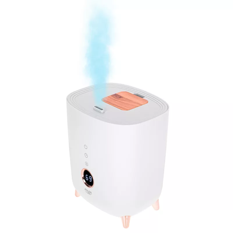 Ultragarsinis drėkintuvas Adler AD 7972 – 4 l bakas, 300 ml/h, iki 35 m², 23 W, baltas