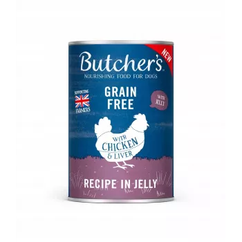 Šlapias šunų ėdalas Butcher's Original Recipe in Jelly 400 g – Vištiena, Suaugę šunys