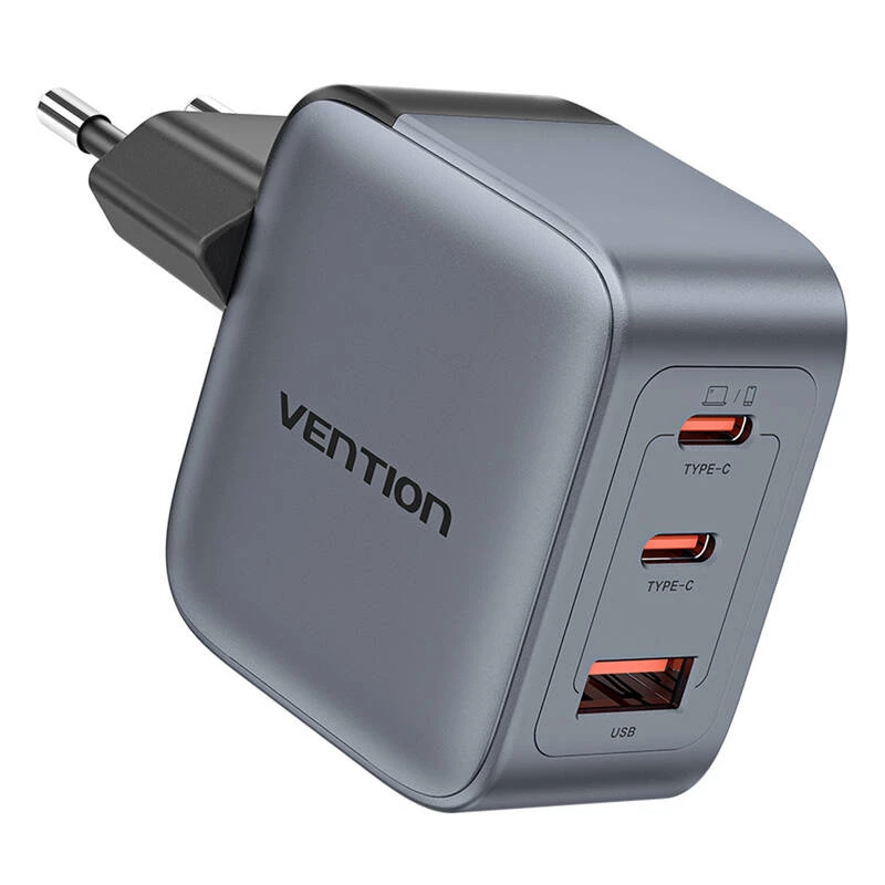 Vention GaN Charger FEXH0-EU 70W – 2x USB-C + 1x USB-A, PD 70W, 100–240V