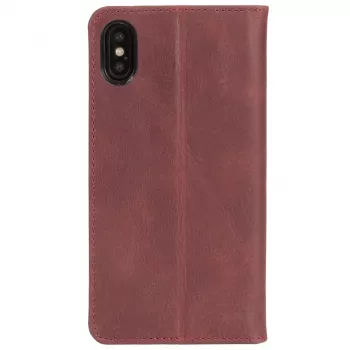 Krusell Sunne 4 Card FolioWallet dėklas iPhone XS Max, raudona, natūrali oda