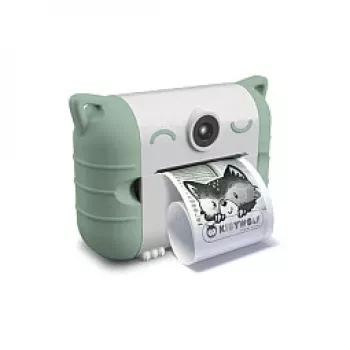 Vaikiška skaitmeninė momentinė kamera KIDYWOLF Kidyprint Green White su terminiu spausdintuvu