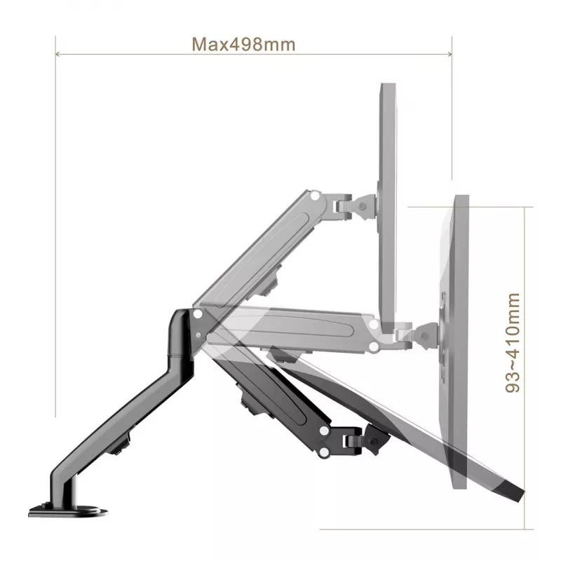 Maclean MC-860N Monitor Mount su dujine spyruokle, 13-27 colių, 8 kg, juoda