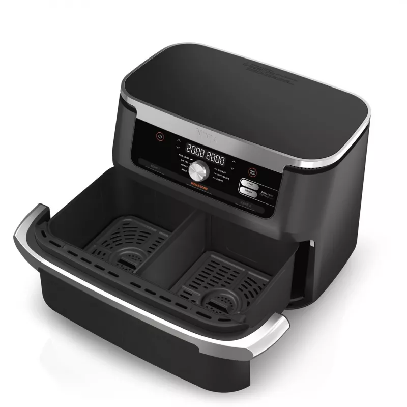 Kepimo indas Ninja AF500EU dvigubas 10,4 L atskiras 2470 W karšto oro gruzdintuvė Juoda, Nerūdijantis plienas