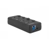 Natec Mantis 2 NHU-1557 USB 3.0 skirstytuvas 4 prievadų, USB Type-B įvestis, įjungimo/išjungimo mygtukai, maitinimo blokas, juodas