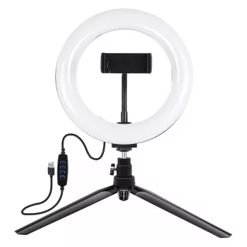 Tripod stovas su 20 cm LED žiedu Puluz PKT3073B vlogams