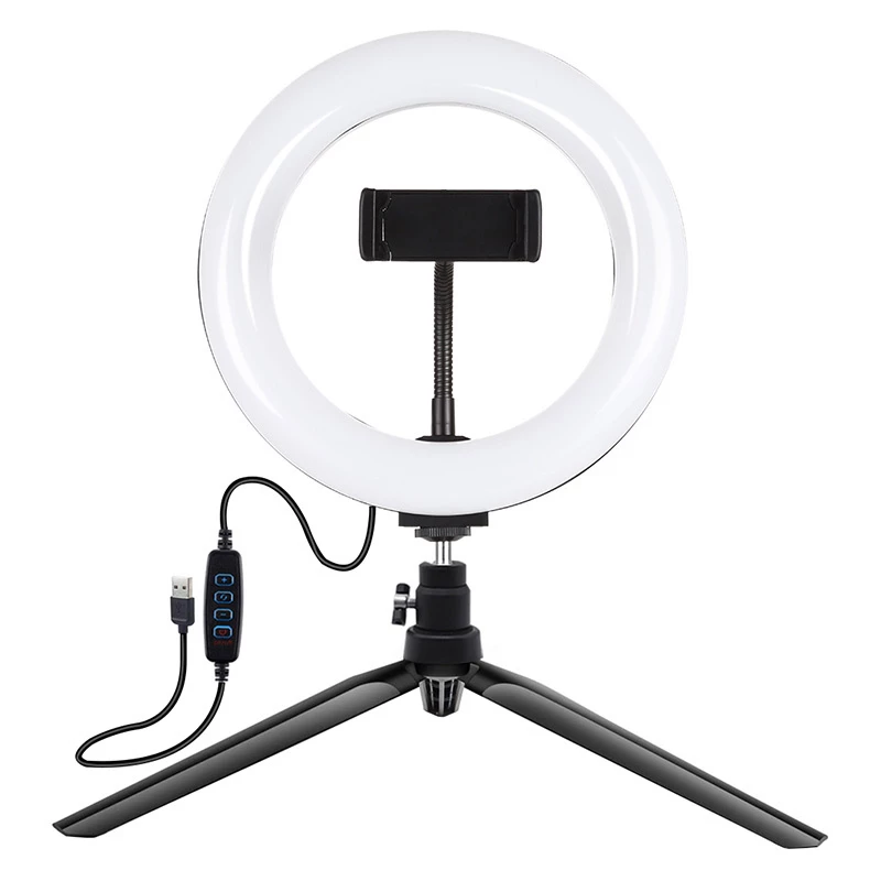 Tripod stovas su 20 cm LED žiedu Puluz PKT3073B vlogams