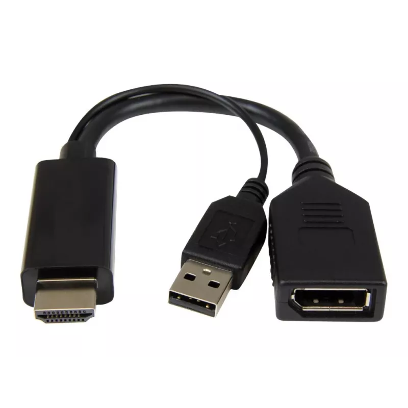 Cablexpert vaizdo adapteris DisplayPort (mot.) – HDMI (pat.) su USB maitinimu, 10 cm