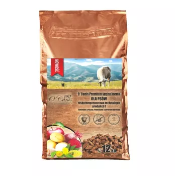 O'CANIS Premium Ėriena su soromis, bulvėmis ir raudonaisiais runkeliais - sausas šunų maistas - 12kg
