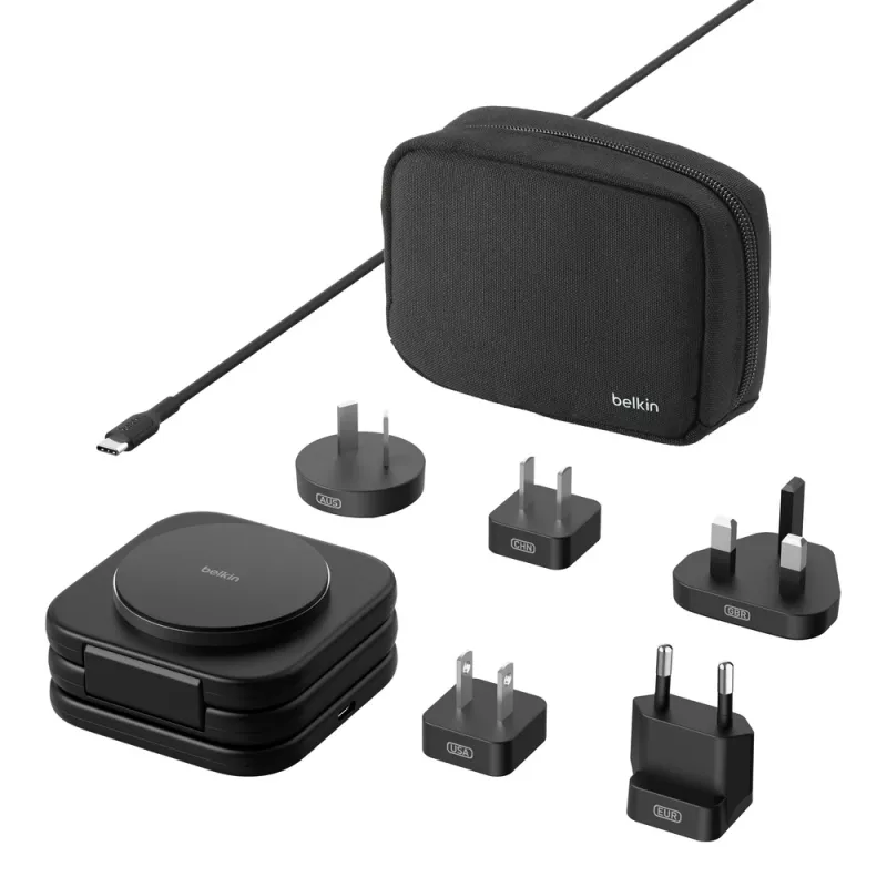 Belkin BoostCharge Pro sulankstoma belaidžio įkrovimo stotelė telefonui, laikrodžiui, ausinėms, juoda, USB, greitasis įkrovimas